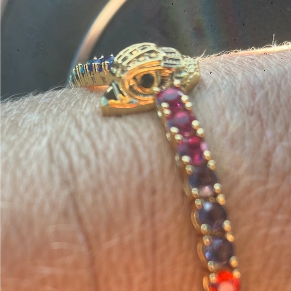 Kurt Geiger London Rainbow Crystal Eagle Tennis Bracelet Gold Tone NWT - Picture 6 of 11